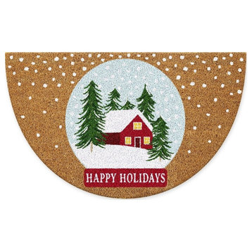 Multi-Color Happy Holidays Snowglobe Coir Doormat 17x29