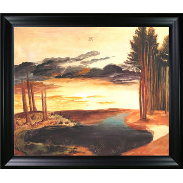 La Pastiche Pond in the Woods with Black Matte Frame, 25" x 29"