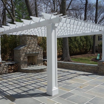 Outdoor Living Space - Bluestone Patio, Kitchen, Fireplace, Pergola