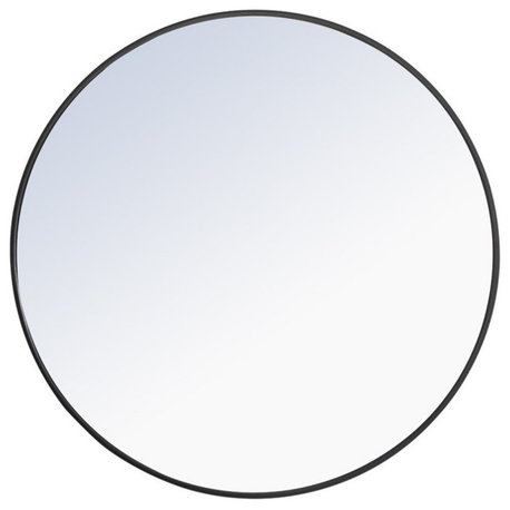 Elegant Decor Eternity 36" Round Metal Frame Mirror in Black