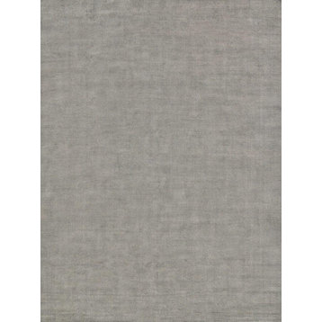 Duo Handmade Hand Loomed Wool and Bamboo Silk Dark Gray/Silver Area Rug, 10'x14'