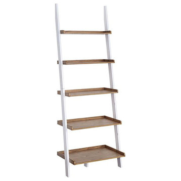 American Heritage Bookshelf Ladder with Five Tiers in Caramel Wood Finish
