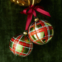Green Check Ball Christmas Ornaments - Christmas Ornaments
