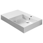 Scarabeo - Rectangular Ceramic Wall Mounted or Vessel Sink With Counter Space, One Hole - Perfect for the modern or contemporary bathroom atmosphere, this 32 inch bathroom sink is made from built-to-last white ceramic and features counter space on the left side of the basin. Sink is available in a single hole or three hole options and can be used as a wall mounted or vessel installation . This sink is a perfect choice for either commecial or residential projects and is ADA compliant. This sink is made in Italy by Scarabeo as part of their Teorema 2.0 Plus collection.