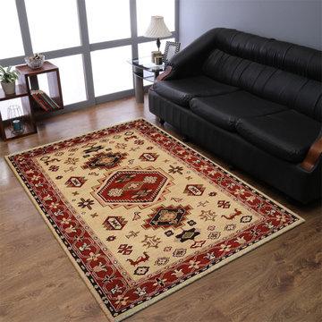 Rugsotic Carpets Hand Knotted Afghan Wool And Silk 6'x9' Area Rug Oriental Kazak