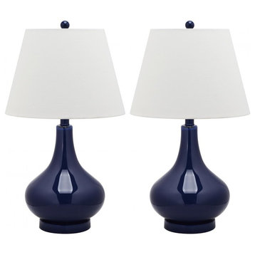 Amy Gourd Glass Lamps, Set Of 2, Navy