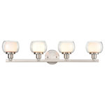 Innovations Lighting - Innovations 330-4W-SN-CLW 4-Light Bath Vanity Light, Satin Nickel - Innovations 330-4W-SN-CLW 4-Light Bath Vanity Light Satin Nickel. Collection: Cairo. Style: Contemporary, Transitional. Metal Finish: Satin Nickel. Metal Finish (Canopy/Backplate): Satin Nickel. Material: Cast Brass, Steel, Glass. Dimension(in): 7. 1(H) x 30. 75(W) x 6. 75(Ext). Bulb: (4)60W G9,Dimmable(Not Included). Maximum Wattage Per Socket: 60. Voltage: 120. Color Temperature (Kelvin): 2200. CRI: 99. Lumens: 450. Glass Shade Description: White Inner and Clear Outer Cairo Glass. Glass or Metal Shade Color: White and Clear. Shade Material: Glass. Glass Type: Frosted. Shade Shape: Bowl. Shade Dimension(in): 5. 4(W) x 3. 5(H). Backplate Dimension(in): 4. 7(Dia) x 1(Depth). ADA Compliant: No. California Proposition 65 Warning Required: Yes. UL and ETL Certification: Damp Location.
