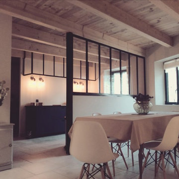 création d'une cuisine avec verrière et salle à manger