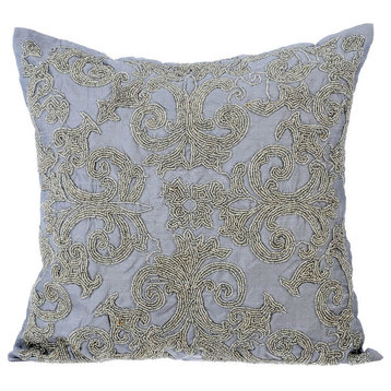 Silver Throw Pillow Covers 16"x16" Silk, Silver Forever