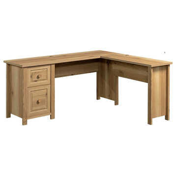 Pemberly Row Contemporary 1-Drawer Engineered Wood L-Desk in Timber Oak
