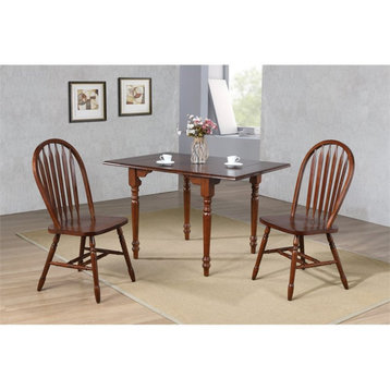 Andrews Arrowback Windsor Dining Side Chair Chestnut Brown Solid Wood Set of 2