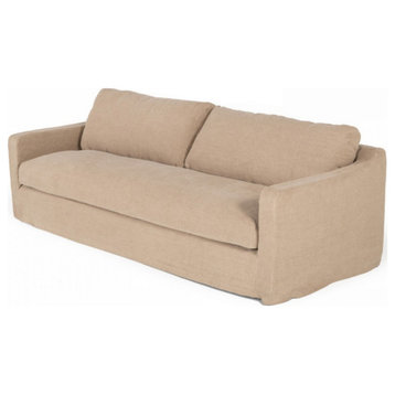 Annibale, Modern Classic Sand Fabric Sofa