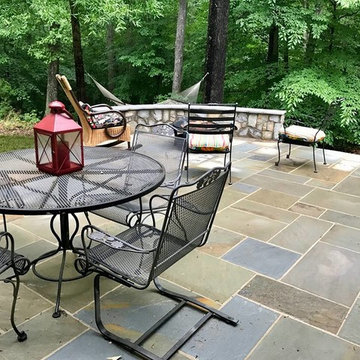 M-Nokesville flagstone patio with a fireplace inside out of stone