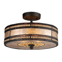 Elk Lighting - Elk Lighting Semi Flush Mica Filigree Tiffany Bronze - Flush-mount Ceiling Lighting