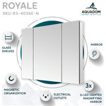 AQUADOM - AQUADOM Royale Medicine Cabinet with Electrical Outlets, LED Magnifying Mirror , 40"x36" Triple Door - AQUADOM Royale 40"W x 36"H x 5"D Triple Door