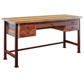 Bayshore Rustic Style 5-Drawer Writing Desk, Library Table