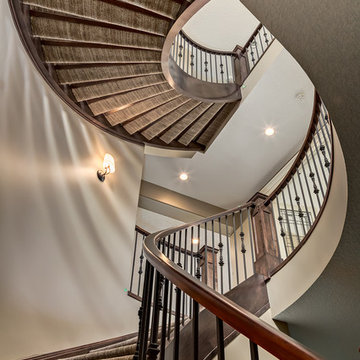 Stunning Spiral Staircase in Custom Home
