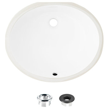 STYLISH 19" Oval Undermount Ceramic Bathroom Sink With 2 Overflow Finishes