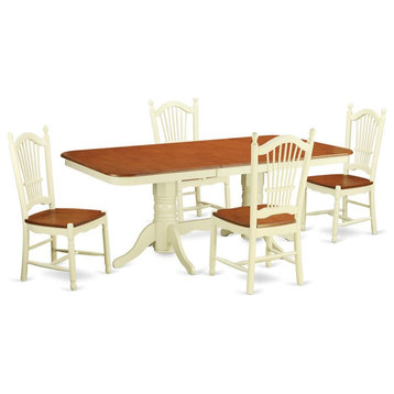 East West Furniture Napoleon 5-piece Wood Dining Room Set in Buttermilk/Cherry
