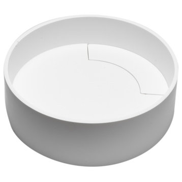 White Matte Solid Surface Resin Sink, 15", Round