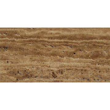 Brushed Noce Exotic (Vein-Cut) Travertine, 12 X 24 Unfilled