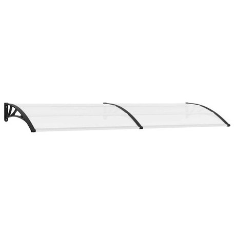 vidaXL Door Canopy Outdoor Door Awning Canopy Black 59.1"x31.5" Polycarbonate, Black and Transparent, 118.1" X 31.5"