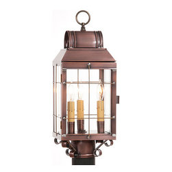 Saving Shepherd - Handcrafted Outdoor Post Lantern, Antique Copper - Post Lights