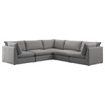 Meridian Furniture - Mackenzie Linen Textured Fabric 5-Piece Modular L-Shaped Sectional, Grey - Mix and match the pieces from the Mackenzie series to create a beautiful seating group that's perfect for the whole gang. These exceptionally crafted sofas, sectionals, and other components are meant to be put together into an infinite number of configurations based on your particular needs and space requirements. Each is upholstered from top to bottom in soft durable linen textured in your choice of colors. Attach the pieces of your choice easily thanks to the included attachment latches.