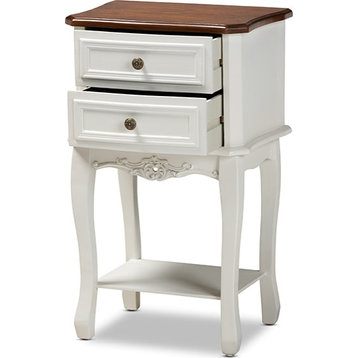 Darla Classic and Traditional French White and Cherry Nightstand - White, Cherry