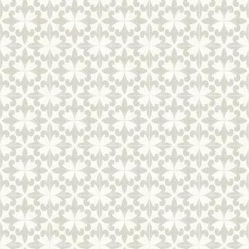 4072-70034 Delphine Remy Light Gray Fleur Tile Sure Strip Prepasted Wallpaper