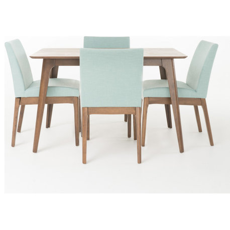 GDF Studio Kwame Mid-Century Modern 5 Piece Dining Set, Mint