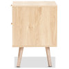 Lani Mid-Century Modern Light Oak Brown Wood and Rattan 2-Drawer Nightstand