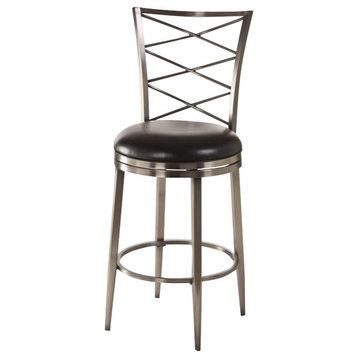 Hillsdale Harlow 47.75" Metal Transitional Bar Stool in Silver/Antique Pewter