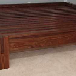 Slatted Walnut Platform Bed - Platform Beds