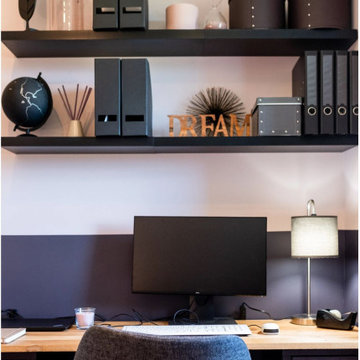 Chambre d'amis et bureau - Noir et Rose poudré