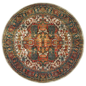 Casa Old World Persian Red and Multi Rug, 7'10" Round
