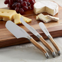 Laguiole Cheese Knives - Olive Wood Handles - Serving Utensils