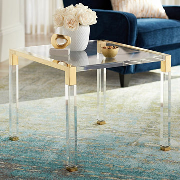 Modern Glass and Lucite Side End Tables
