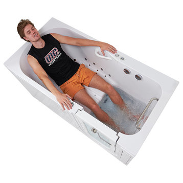 Ella Shak 36"x72" Air + Hydro + Foot Massage Walk-In tub, Outward Door, 2 Drains, No Faucet, Right Drain Heated Seat