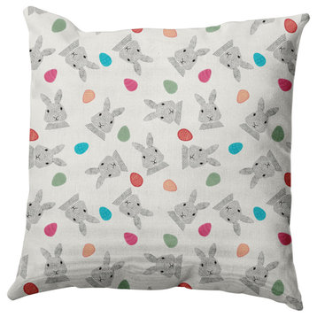 Bunnies and Eggs Easter Decorative Throw Pillow, Whisper White, 20x20"