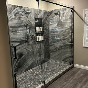 Epoxy Shower Panels: luxury shower without the tile hassle.