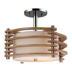 Steps 3-Light Wood and Fabric Semi-Flush, Ash