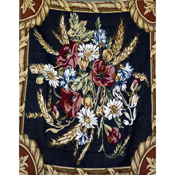 Tache Black Floral Harvest Tapestry Woven Throw Blanket, 50"x60"