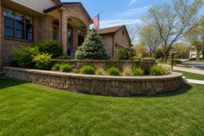 Modern Front Yard Landscape with Retaining Wall in Denver