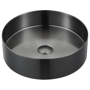 Stainless Steel Circular Vessel Bathroom Sink, Black