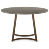 Amisco Josie 48" Round Table, Greyish-Brown Tfl / Bronze Metal