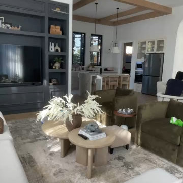 Custom Recessed Built-In TV Wall Cabinet & Living Room Interior Perspective