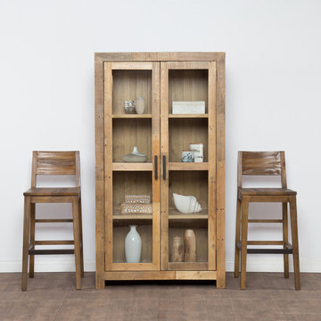 Norman Reclaimed Pine 2 Door Curio Cabinet Distressed Natural