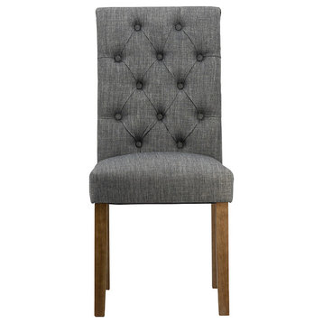 Tufted Back Dining Chair, Dark Gray