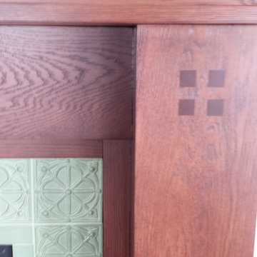 Game Room Fireplace Tile and Column Detail